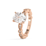Elongated Cushion Milgrain Pave Lab Grown Diamond Engagement Ring
