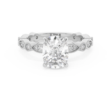 Elongated Cushion Milgrain Pave Lab Grown Diamond Engagement Ring