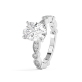 Elongated Cushion Milgrain Pave Lab Grown Diamond Engagement Ring