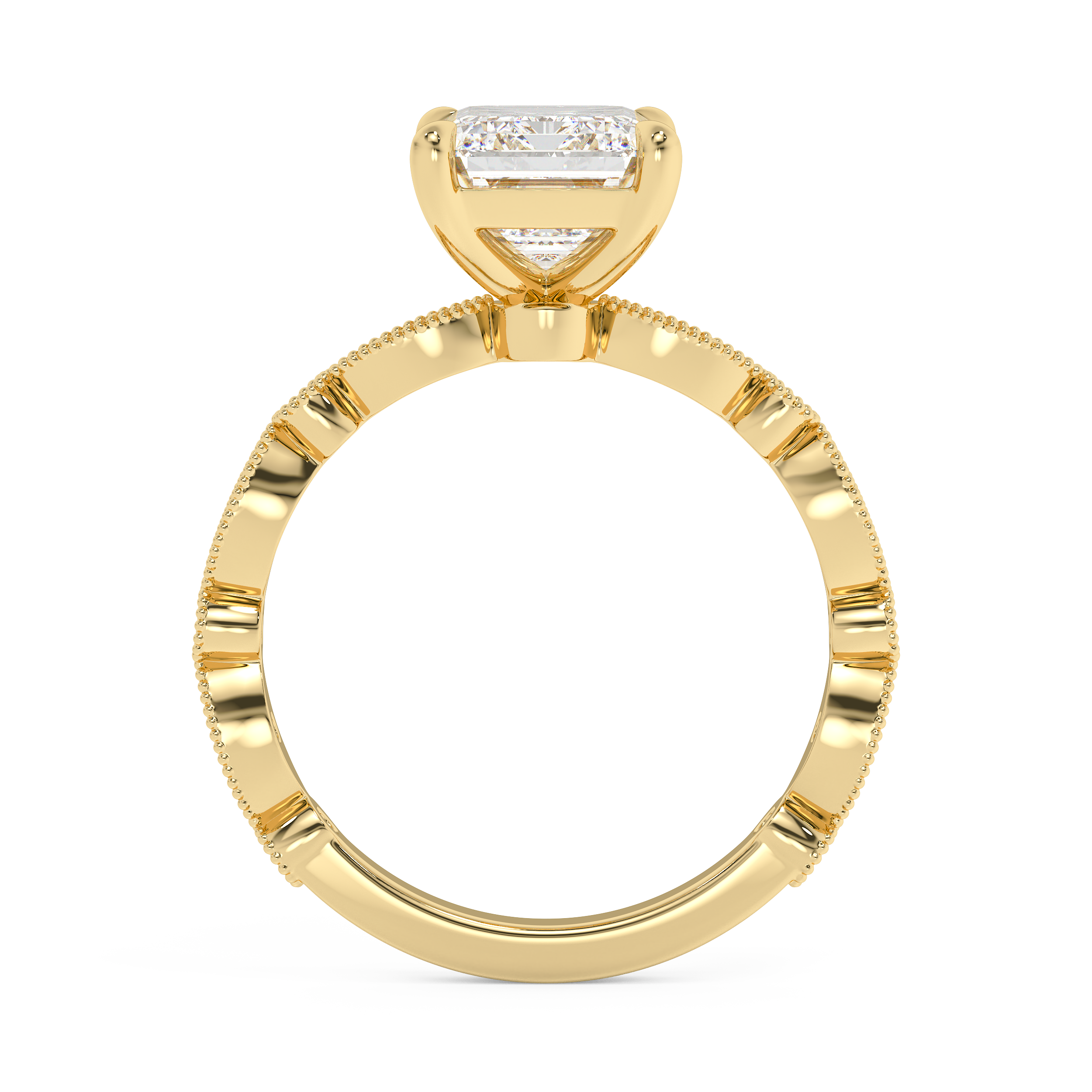 Emerald Milgrain Pave Lab Grown Diamond Engagement Ring