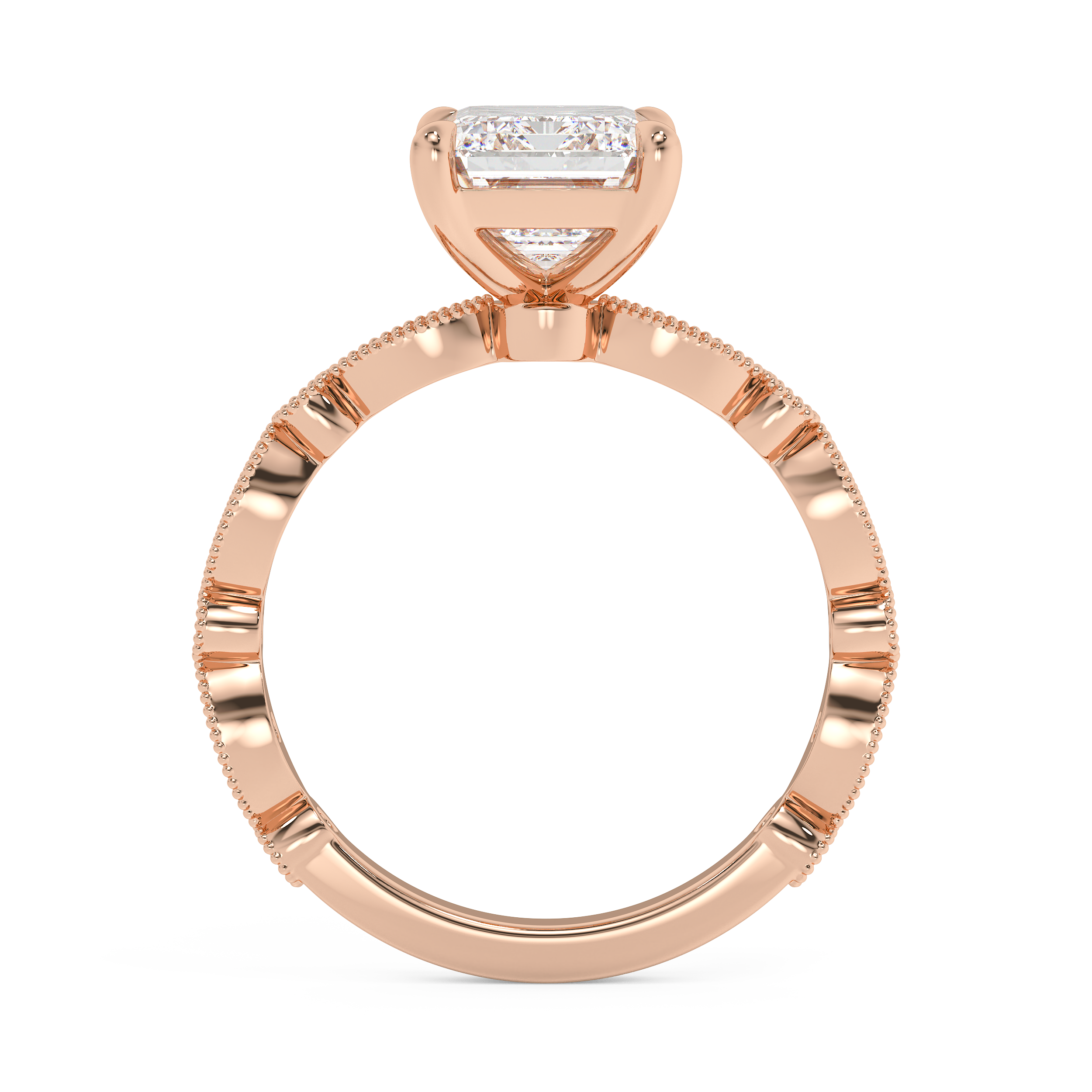 Emerald Milgrain Pave Lab Grown Diamond Engagement Ring