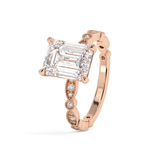 Emerald Milgrain Pave Lab Grown Diamond Engagement Ring