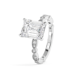 Emerald Milgrain Pave Lab Grown Diamond Engagement Ring