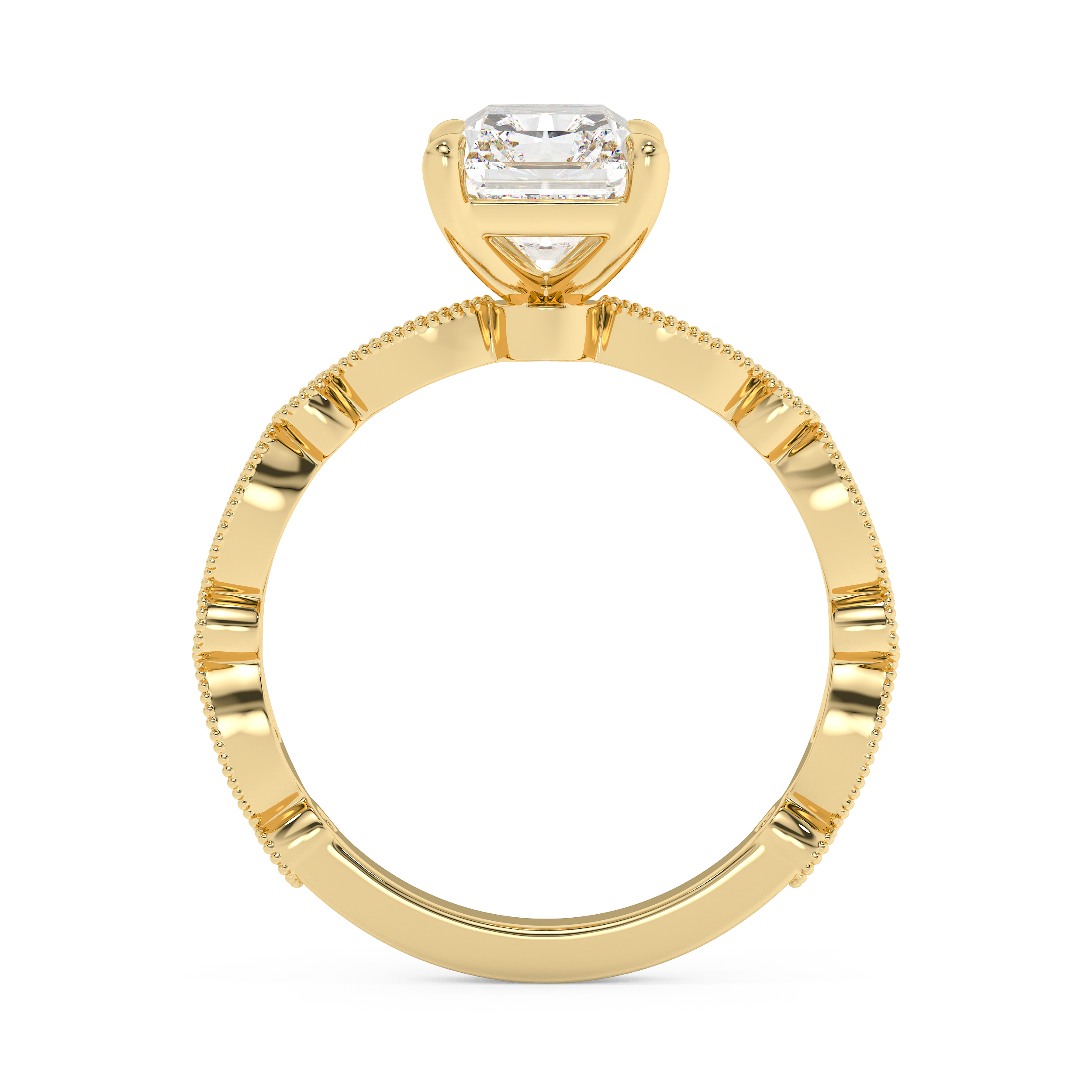 Radiant Milgrain Pave Lab Grown Diamond Engagement Ring
