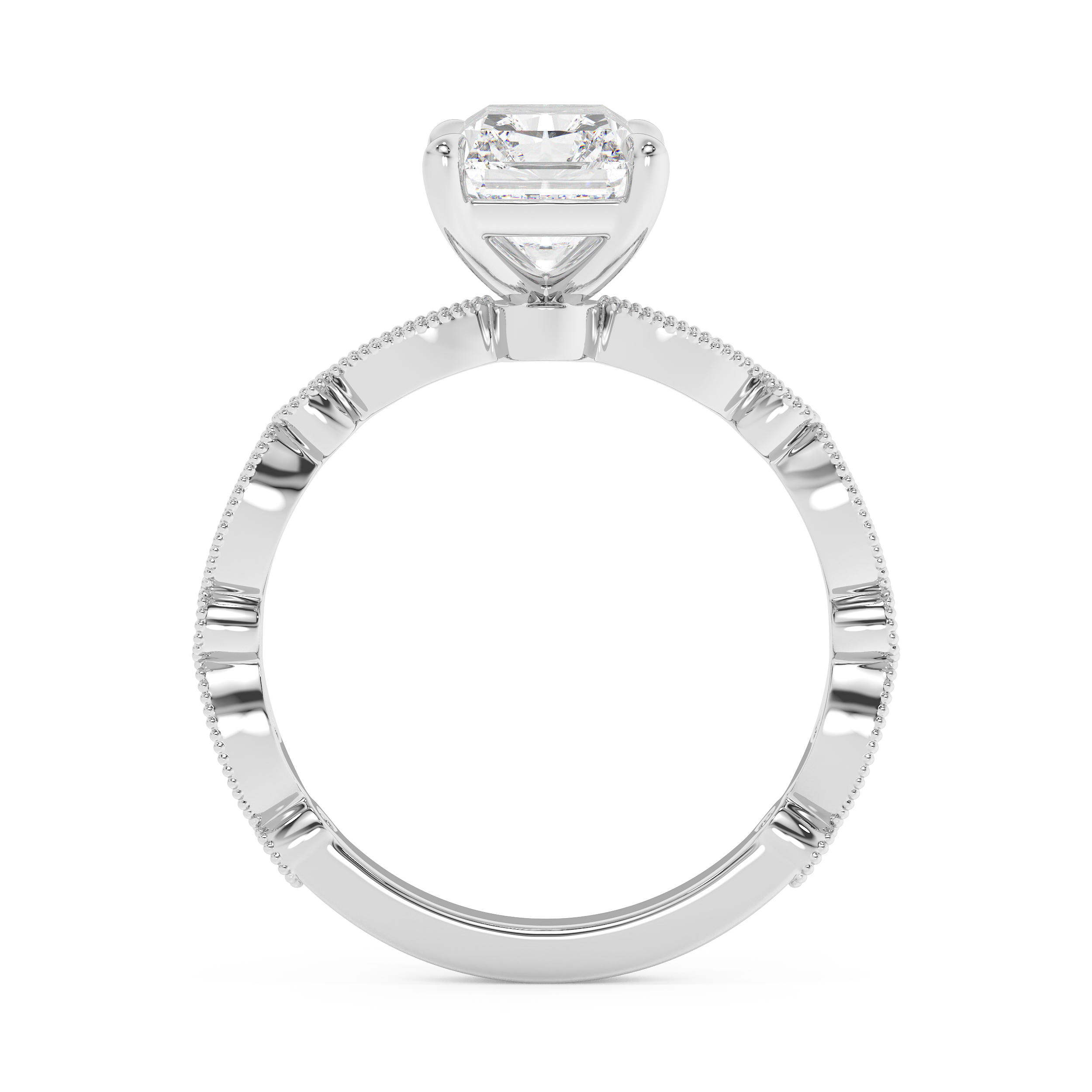 Radiant Milgrain Pave Lab Grown Diamond Engagement Ring