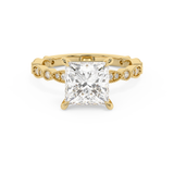 Princess Milgrain Pave Lab Grown Diamond Engagement Ring