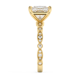 Princess Milgrain Pave Lab Grown Diamond Engagement Ring