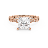 Princess Milgrain Pave Lab Grown Diamond Engagement Ring