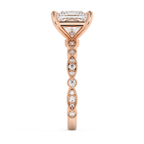 Princess Milgrain Pave Lab Grown Diamond Engagement Ring