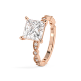 Princess Milgrain Pave Lab Grown Diamond Engagement Ring