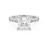 Princess Milgrain Pave Lab Grown Diamond Engagement Ring