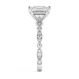 Princess Milgrain Pave Lab Grown Diamond Engagement Ring