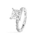 Princess Milgrain Pave Lab Grown Diamond Engagement Ring