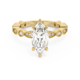 Marquise Milgrain Pave Lab Grown Diamond Engagement Ring
