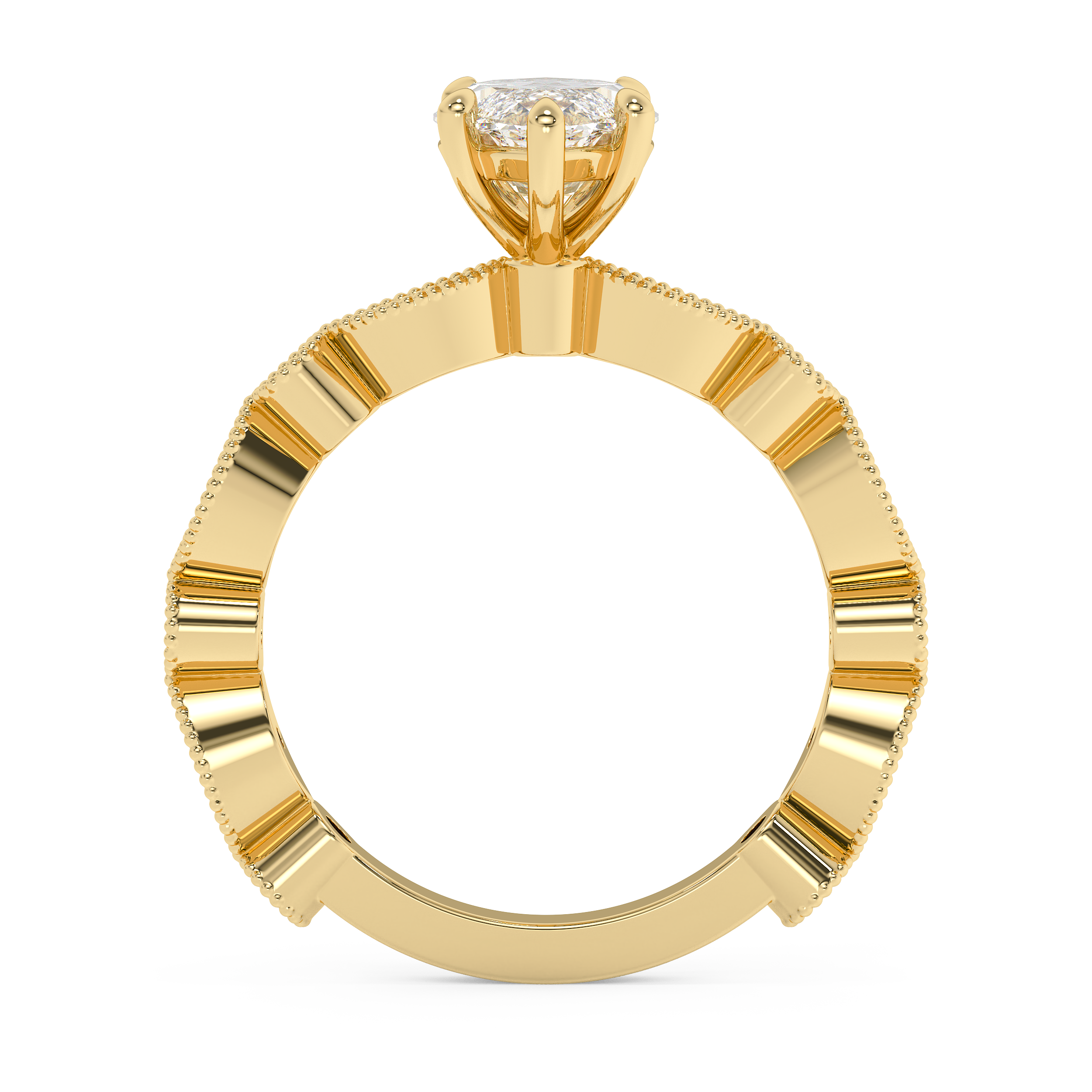 Marquise Milgrain Pave Lab Grown Diamond Engagement Ring