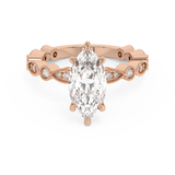 Marquise Milgrain Pave Lab Grown Diamond Engagement Ring