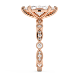 Marquise Milgrain Pave Lab Grown Diamond Engagement Ring