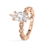 Marquise Milgrain Pave Lab Grown Diamond Engagement Ring