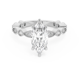 Marquise Milgrain Pave Lab Grown Diamond Engagement Ring