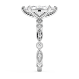 Marquise Milgrain Pave Lab Grown Diamond Engagement Ring