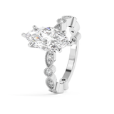 Marquise Milgrain Pave Lab Grown Diamond Engagement Ring