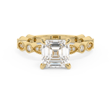 Asscher Milgrain Pave Lab Grown Diamond Engagement Ring