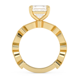 Asscher Milgrain Pave Lab Grown Diamond Engagement Ring