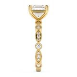 Asscher Milgrain Pave Lab Grown Diamond Engagement Ring
