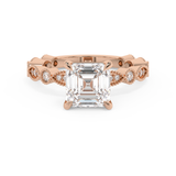 Asscher Milgrain Pave Lab Grown Diamond Engagement Ring