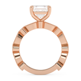 Asscher Milgrain Pave Lab Grown Diamond Engagement Ring