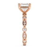 Asscher Milgrain Pave Lab Grown Diamond Engagement Ring
