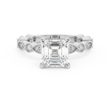 Asscher Milgrain Pave Lab Grown Diamond Engagement Ring