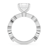 Asscher Milgrain Pave Lab Grown Diamond Engagement Ring