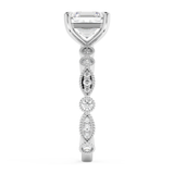 Asscher Milgrain Pave Lab Grown Diamond Engagement Ring