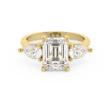 Emerald Three Stone Lab Grown Diamond Engagement Ring