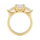 Emerald Three Stone Lab Grown Diamond Engagement Ring