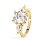 Emerald Three Stone Lab Grown Diamond Engagement Ring