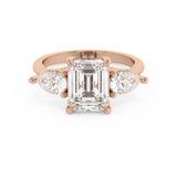 Emerald Three Stone Lab Grown Diamond Engagement Ring