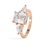 Emerald Three Stone Lab Grown Diamond Engagement Ring
