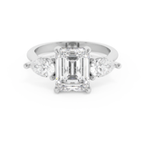 Emerald Three Stone Lab Grown Diamond Engagement Ring
