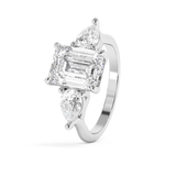 Emerald Three Stone Lab Grown Diamond Engagement Ring