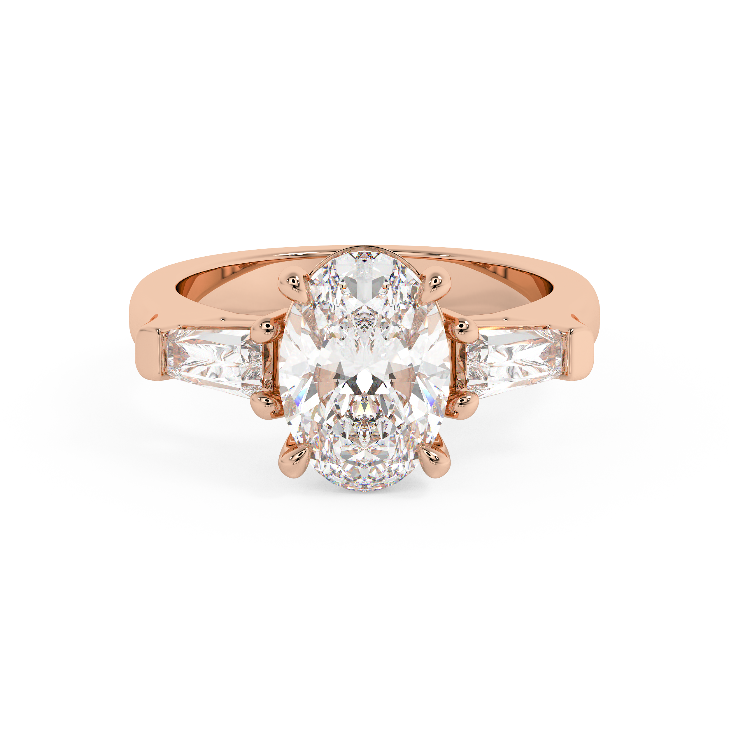 Oval Three Stone Lab Grown Diamond Engagement Ring