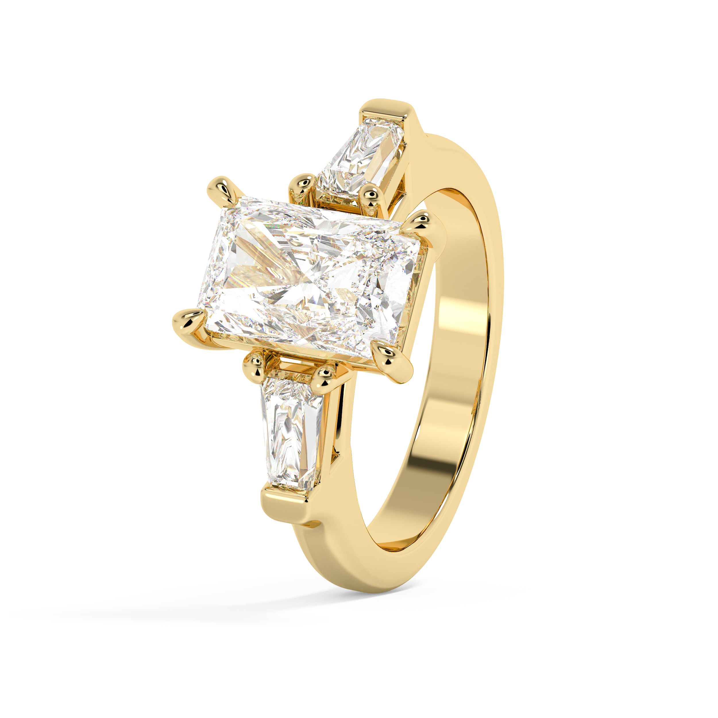 Radiant Three Stone Lab Grown Diamond Engagement Ring