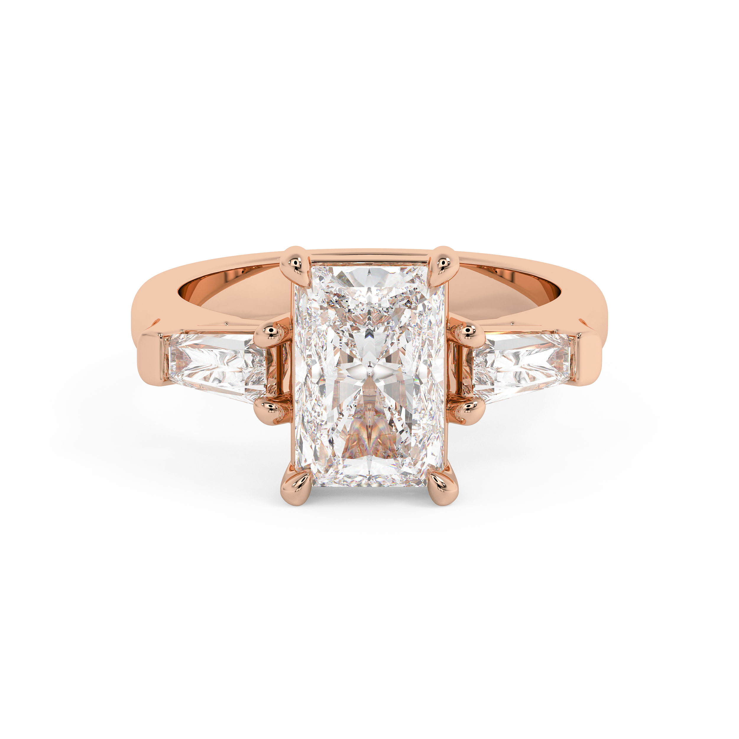 Radiant Three Stone Lab Grown Diamond Engagement Ring