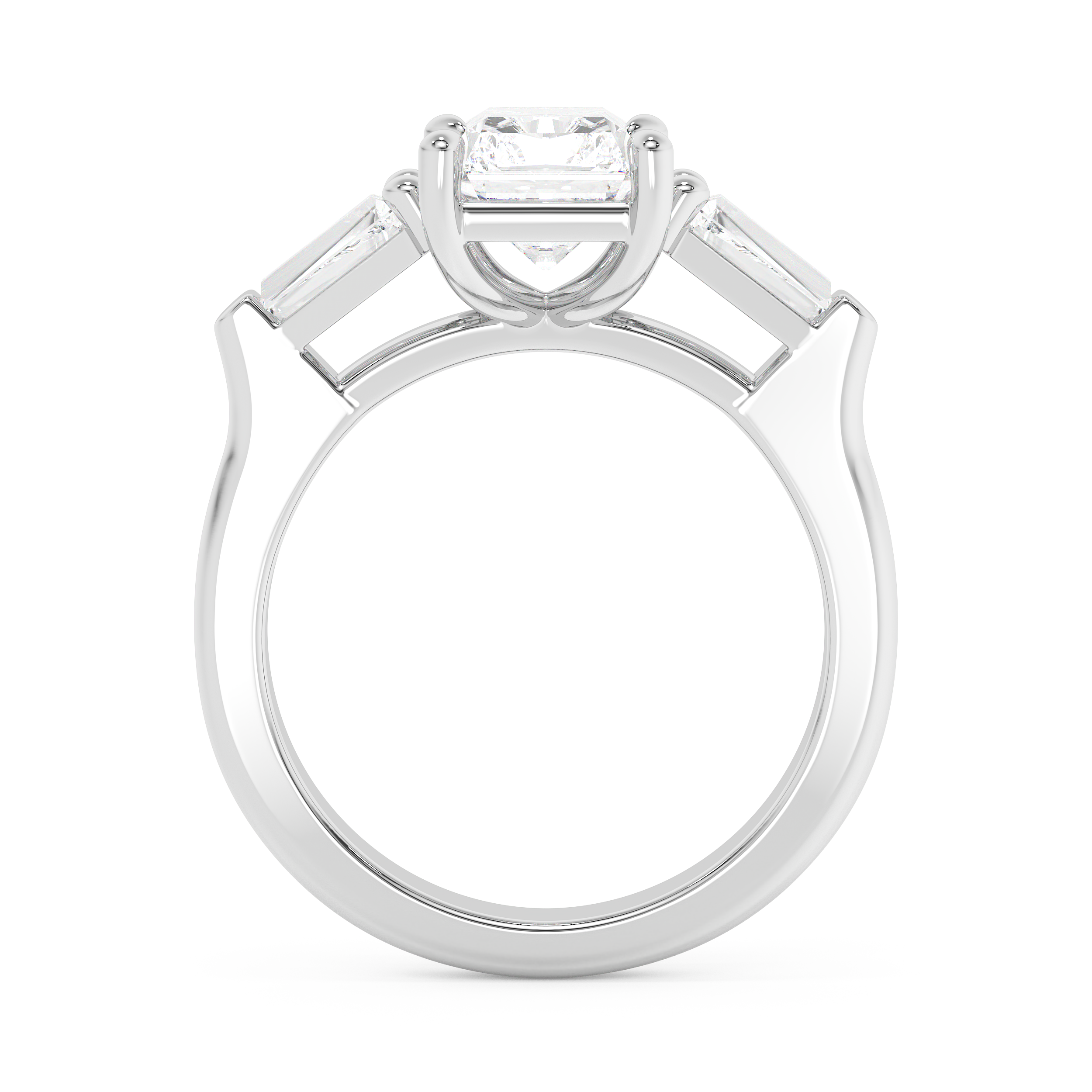 Radiant Three Stone Lab Grown Diamond Engagement Ring
