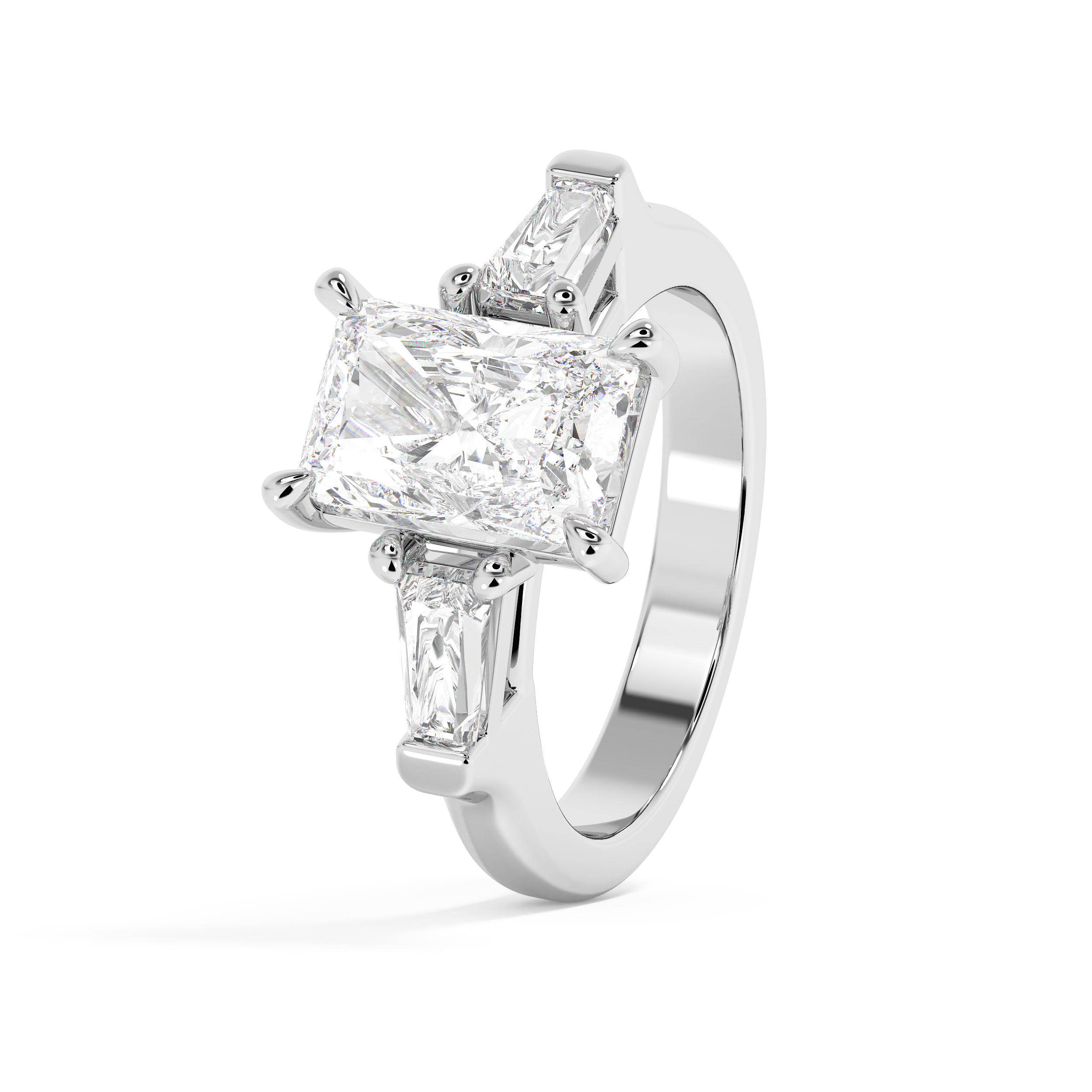 Radiant Three Stone Lab Grown Diamond Engagement Ring