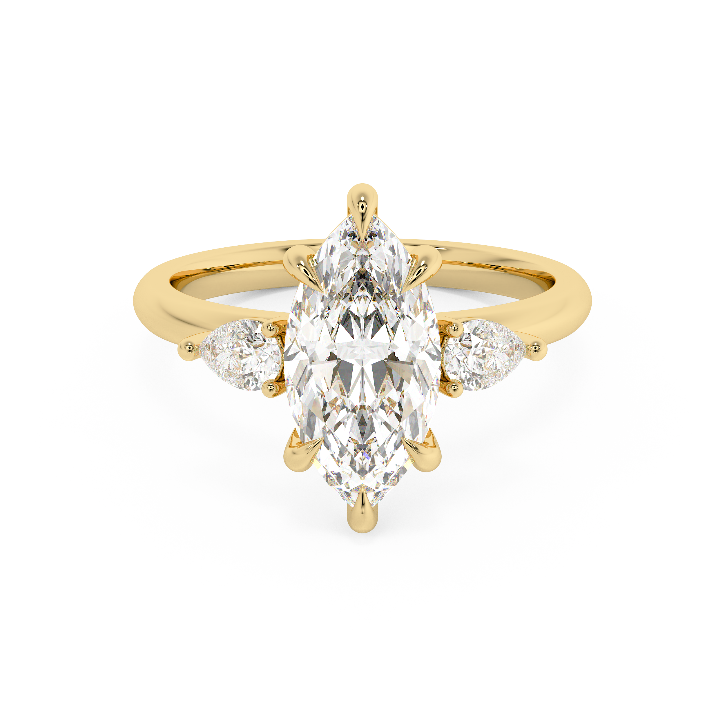 Marquise Three Stone Lab Grown Diamond Engagement Ring