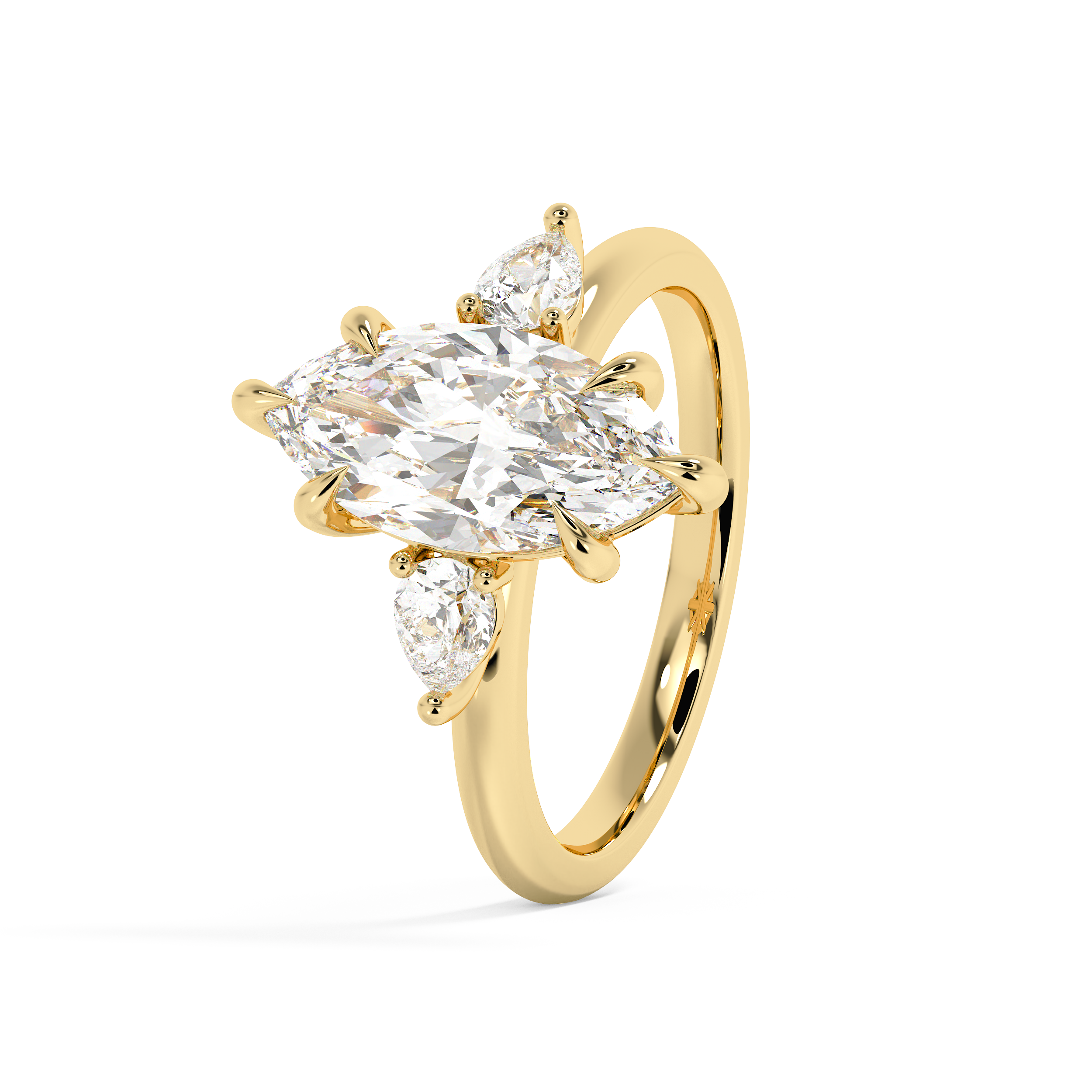 Marquise Three Stone Lab Grown Diamond Engagement Ring