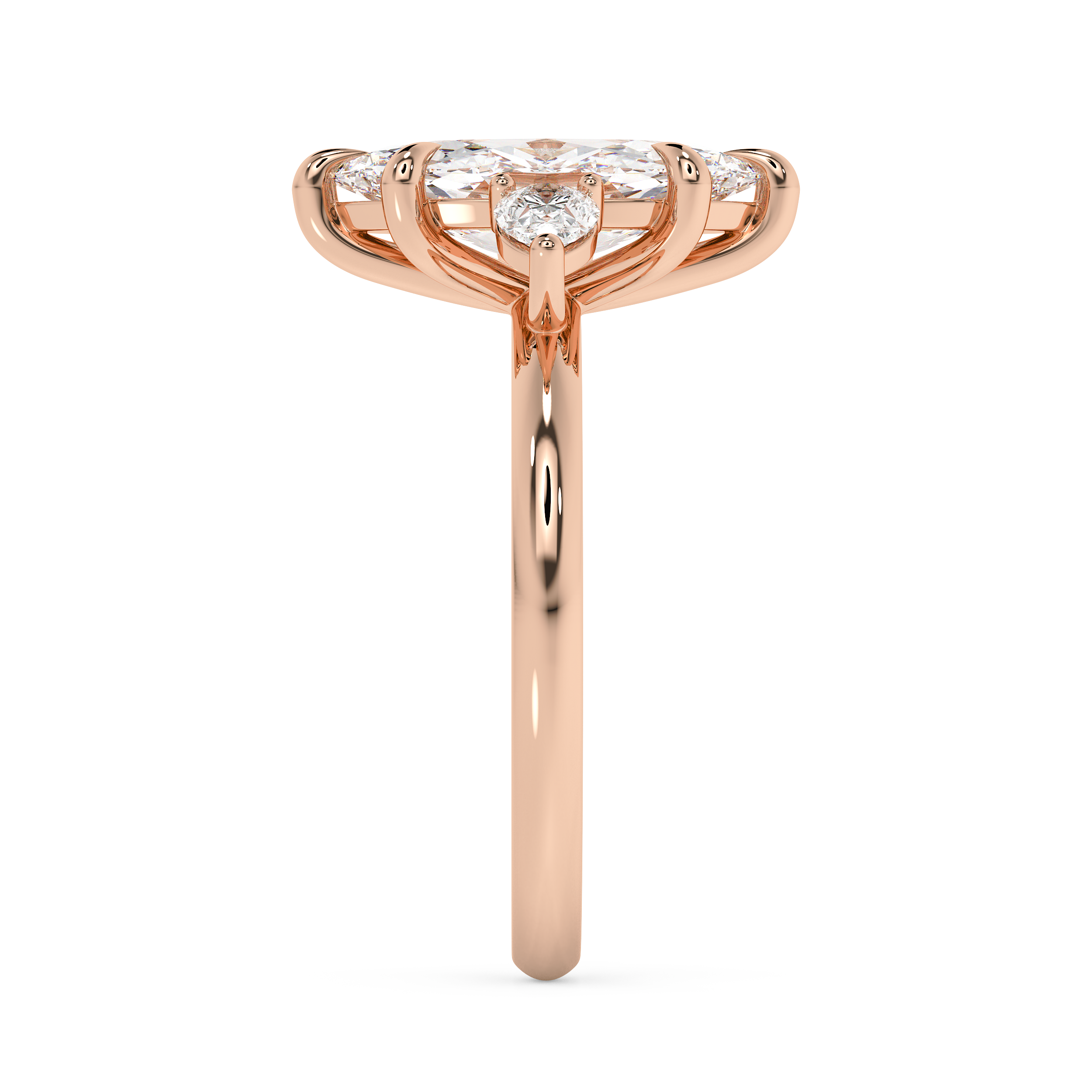 Marquise Three Stone Lab Grown Diamond Engagement Ring