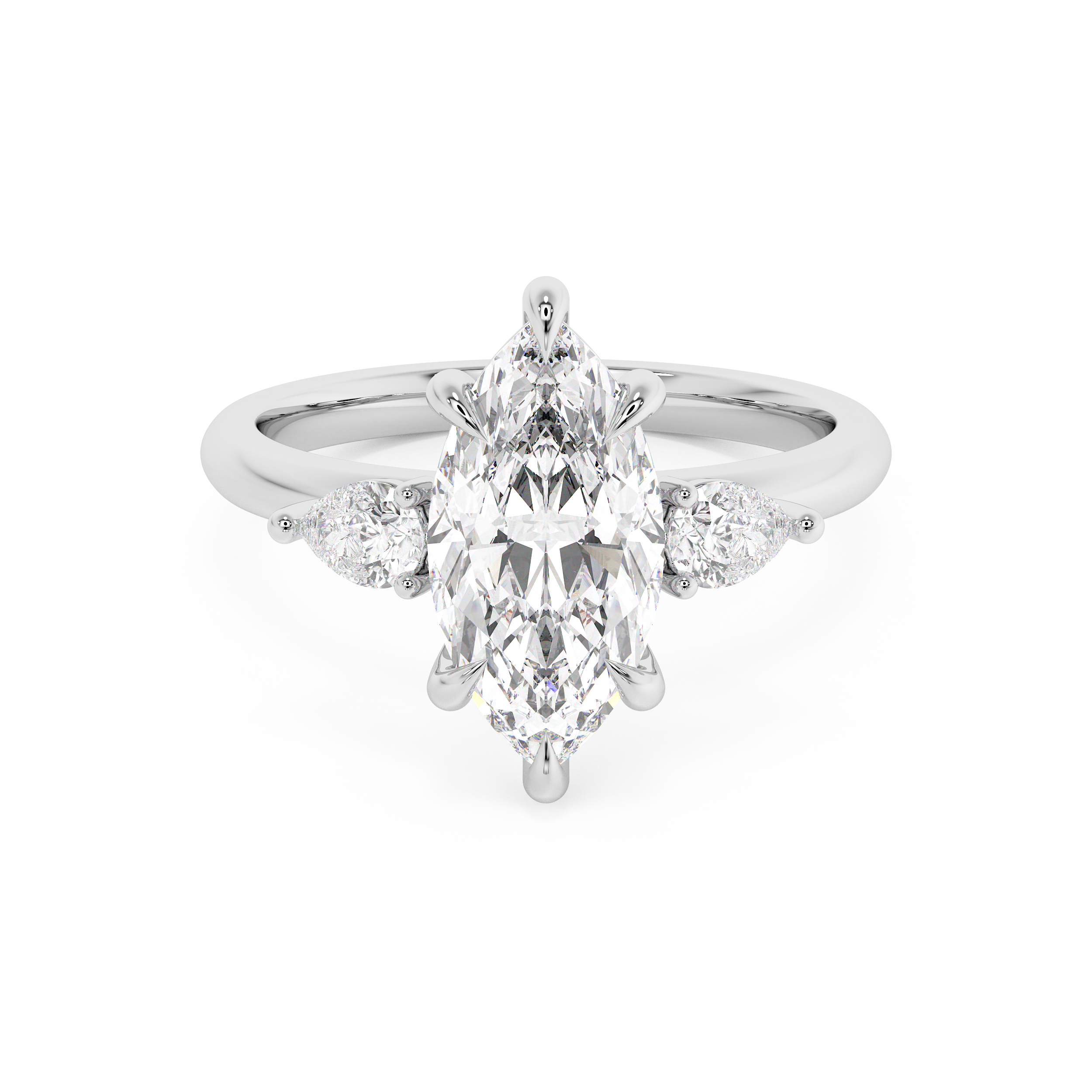 Marquise Three Stone Lab Grown Diamond Engagement Ring